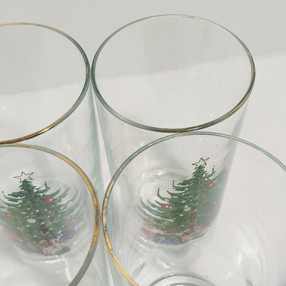 Vintage Christmas Tree Highball Glasses, Set of 4 #1340 - Picture 3 of 14